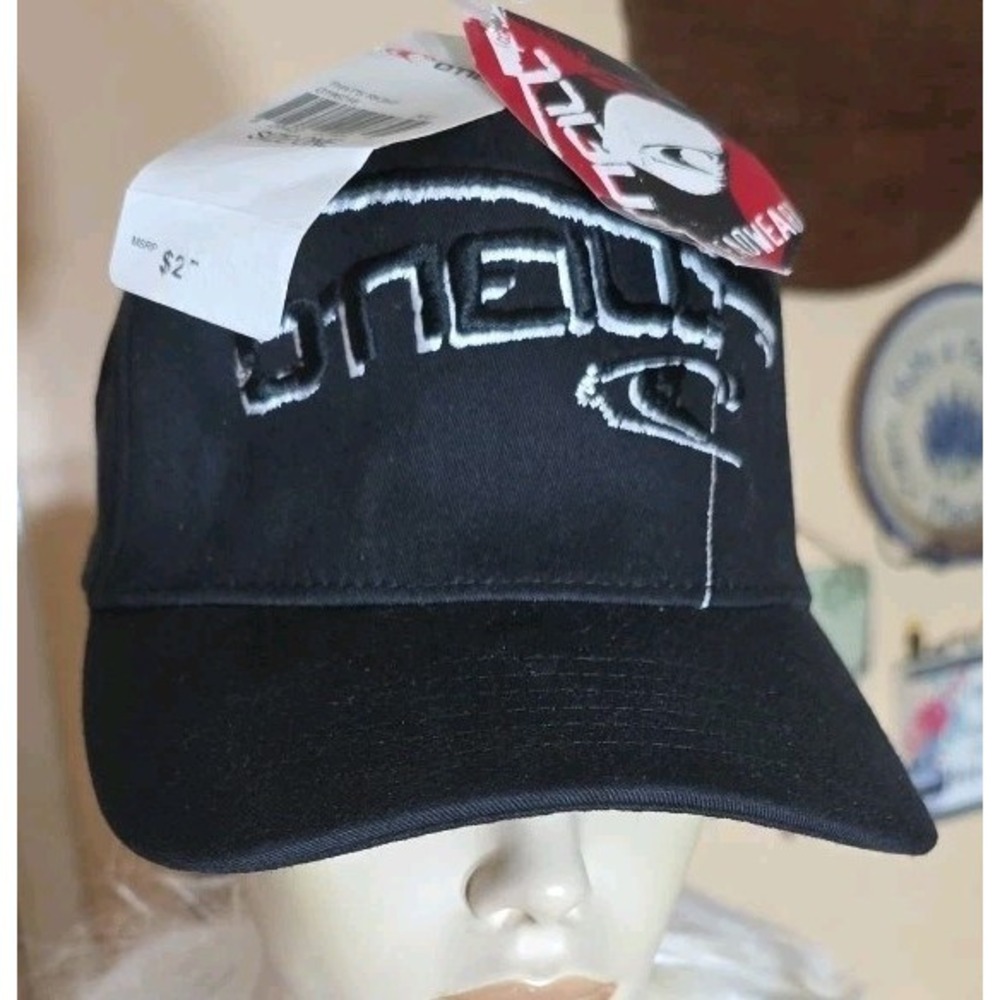 Men's Y2K O'Neill Embroidered‎ Black Baseball Cap White NWT Surfer Skater